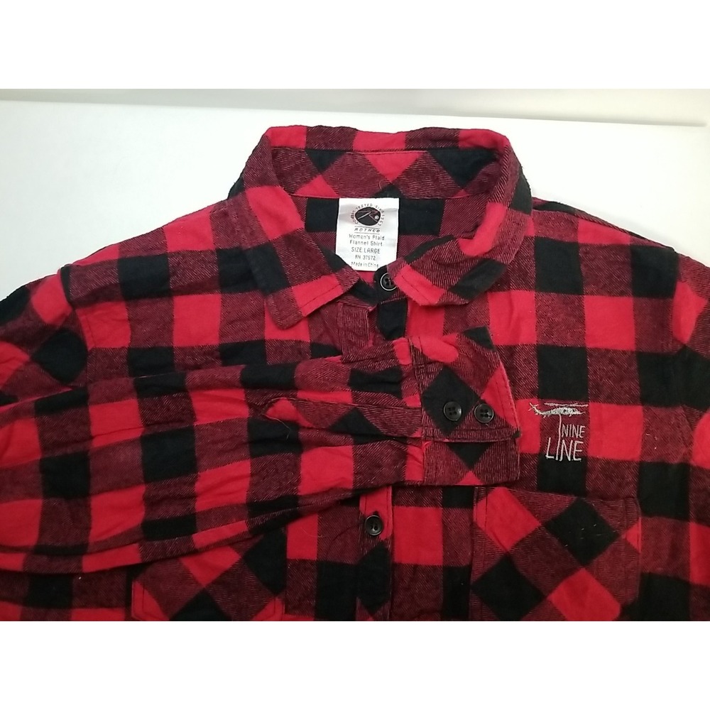 Rothco Womens Plaid Flannel Long Sleeve Button‎ Up Shirt Large